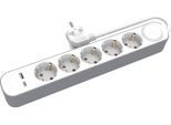 Presa Multipla 5X Prese Schuko 1,5 M USB-A USB-C Con Interruttore Plastrol