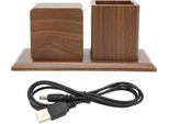 Portapenne Orologio Temperatura Calendario Display 3 Livelli Di Luminosità Impostazione Vocale Led Sveglia Digitale Legno Marrone Luce Rossa