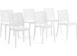 Set Di 6 Sedie Impilabili In Polipropilene Con Fibra Di Vetro Per Uso Esterno E Giardino, Bar E Ristorante, Cucina Design Moderno - Malika - Bianco