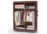 Armadio Pieghevole Intirilife 108X45X170 Cm In Marrone Biber - Armadio Con Cerniera In Tessuto Armadio Con Asta Appendiabiti, Tasca Laterale E Scomparti - Armadio Da Campeggio In Tessuto A Spina