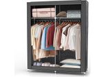 Armadio Pieghevole Intirilife 108X45X170 Cm In Grigio Maus - Armadio Con Cerniera In Tessuto Armadio Con Asta Appendiabiti, Tasca Laterale E Scomparti - Armadio Da Campeggio A Innesto Tessile