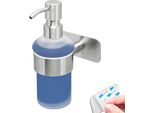 Bremermann Serie Bagno Piazza Tape - Distributore Di Sapone Senza Foratura - Con Cuscinetto Adesivo, In Vetro Satinato E Acciaio Inox, Opaco