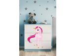 Cassettiera Per Bambini Unicorno Nel Colore Blu Babydreams