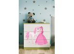 Cassettiera Per Bambini Cavallo Principessa Nel Colore Verde Babydreams