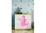 Cassettiera Per Bambini Principessa A Cavallo Nel Colore Verde Babydreams