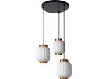 Gosse 3Xe27 40W Lucide Scanalato In Porcellana Bianca Con Oro Lampada A Sospensione