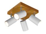 Trio 4 Faretti Da Soffitto Marley Bianco Opaco Con Legno