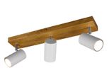 Trio 3 Faretti Da Soffitto Marley Bianco Opaco Con Legno