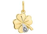 KettenanhäNger Amor "Kleeblatt", Gold (Gelbgoldfarben, Kristallweiß, Kristallweiß), SchmuckanhäNger, Damen, Gelbgold 375, 0,46 G, KettenanhäNger, Made In Germany - Mit Zirkonia (Synth.)