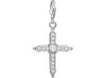 Charm-EinhäNger Thomas Sabo "Charm-AnhäNger Kreuz", Bunt (Silberfarben, Weiß, Weiß), Charms, Damen, Silber 925 (Recycelt), Mit Zirkonia (Synth.)