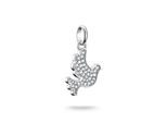 Charm-EinhäNger Thomas Sabo "Charm Friedenstaube - Connect", Silber (Silberfarben, Kristallweiß, Kristallweiß), Charms, Damen, Silber 925 (Recycelt), Mit Zirkonia (Synth.)