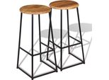The Living Store Sgabello Da Bar 2 Pezzi. Legno Massiccio Di Teak