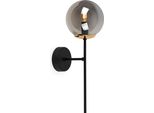 Applique Siena Nero-Oro 1 Luce Vetro Grigio Fumo E14