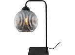 Lampada Da Tavolo Riffle Nero 1 Luce Vetro Grigio Fumo Globo E27
