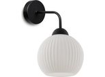 Applique Riffle Nero 1 Luce Vetro Bianco Globo E27
