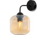 Applique Riffle Nero 1 Luce Vetro Miele Cilindro E27