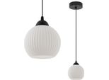 Lampada A Sospensione Riffle Nero 1 Luce Vetro Bianco Globo E27