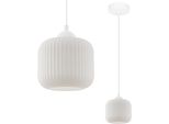 Lampada A Sospensione Riffle White 1 Luce In Vetro Bianco Cilindro E27