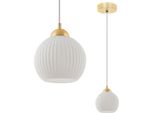 Lampada A Sospensione Riffle Oro 1 Luce Vetro Bianco Globo E27