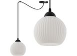 Lampada A Sospensione Riffle Spider Nero 1 Luce Vetro Bianco Globo E27