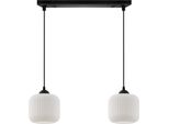 Lampada A Sospensione Riffle Nero 2 Luci Vetro Bianco Cilindro E27