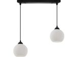 Lampada A Sospensione Riffle Nero 2 Luci Vetro Bianco Globo E27