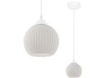 Lampada A Sospensione Riffle Bianco 1 Luce Vetro Bianco Globo E27