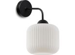 Applique Riffle Nero 1 Luce Vetro Bianco Cilindro E27