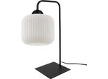 Lampada Da Tavolo Riffle Nero 1 Luce Vetro Bianco Cilindro E27