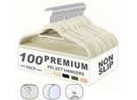 100 Pezzi Appendiabiti Antiscivolo, Salvaspazio, Ruotabili A 360°, Appendiabiti In Velluto Antiscivolo, Appendiabiti Premium Con Portacravatte, Bianco