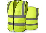 Inf Gilet Di Sicurezza Riflettente Ad Alta Visibilità Con Tasche - Giallo Fluo Xl