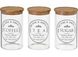 Howhomely| Barattolo Di Stoccaggio - Set Di 3 Barattoli Di Stoccaggio - In Vetro E Bambù - 1000 Ml - Barattoli Di Stoccaggio - Con Coperchio