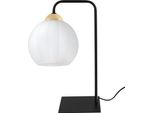 Lampada Da Tavolo Costa Nero-Oro A 1 Luce Vetro Bianco Sfera E27
