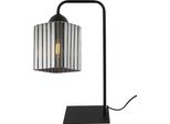 Lampada Da Tavolo Riffle Nera A 1 Luce, Vetro Grigio Fumo, Cubo E27
