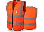 Inf Gilet Di Sicurezza Riflettente Ad Alta Visibilità Con Tasche, Arancione (2 Pezzi) Xl