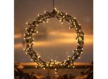 3.Ghirlanda A 11 Led Illuminata Con 120 Fiocchi Led - Ø 35 Cm Circa - Per Interni Ed Esterni Con Timer E Dimmer