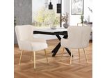 Sedia Da Pranzo In Velluto Sweiko, Set Di 2, Lussuosa, Da Soggiorno, Da Camera Da Letto, Da Salotto Con Quattro Gambe Di Sostegno In Metallo Dorato, Con Braccioli E Piedini Regolabili, Supporto Lombare, Beige