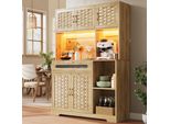 Armadietti Alti Sweiko Per Soggiorno (120×40×180Cm), Mobile Da Cucina, Mobile Da Sala Da Pranzo Con Cassetti, Ante Del Mobile In Mdf Intrecciate, Armadietti Con Illuminazione A Led, Vetrina Indipendente Per Cucina Soggiorno Sala Da Pranzo Bar