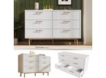 Cassettiera Sweiko Cassettiera Con 6 Cassetti, Bianca Credenza Credenza Per La Camera Da Letto E Tutti I Soggiorni, Bianca -H75/B120/T40 Cm