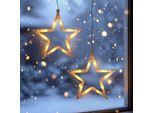 Stelle A Led Con Ventosa In Set Da 2 - Ciascuna Di Circa 18 Cm / 10 Led - Stella Con Vano Batteria Nella Ventosa