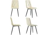Sedia Da Pranzo Sweiko (4 Pezzi), Beige, Set Di 4 Sedie Imbottite Sedia Di Design, Sedia Da Pranzo In Velluto Twill, Sedia Da Cucina Con Schienale, Seduta In Velluto, Struttura In Metallo, Gambe In Metallo