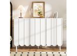 Credenza Moderna Sweiko Bianca Con Ante Ondulate - 120X35X80 Cm - Senza Maniglie, Ripiani Regolabili - Spazio Di Archiviazione Per Soggiorno, Corridoio E Sala Da Pranzo