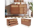 Sweiko Cassettiera Con 6 Cassetti, Credenza In Rattan Per Camera Da Letto E Tutti I Soggiorni, Noce -H90/B120/T40 Cm