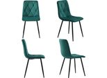 Sedia Da Pranzo Sweiko (4 Pezzi), Verde Scuro, Set Di 4 Sedie Imbottite Sedia Di Design, Sedia Da Pranzo In Velluto Twill, Sedia Da Cucina Con Schienale, Seduta In Velluto, Struttura In Metallo, Gambe In Metallo