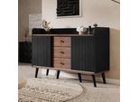 Credenza Sweiko Con Tre Cassetti, Venature Pregiate. Credenza Per Camera Da Letto E Soggiorno, Credenza Moderna In Legno Colorato Con Ripiani Portaoggetti. H80/L117,5/D40 Cm