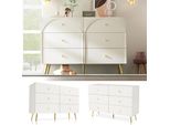 Cassettiera Sweiko Cassettiera Con 6 Cassetti, Bianca Credenza Credenza Per Camera Da Letto E Tutti I Soggiorni, Bianco Panna -H85/B120/T40 Cm