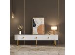Credenza Sweiko, Mobile Tv Con Cassetti, Maniglie E Gambe Dorate, Angoli Curvi