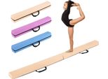 Trave Di Equilibrio Pieghevole Costway 210 Cm, Trave Ginnica Con Base In Schiuma, Rivestimento In Pelle Scamosciata Rimovibile E Parte Inferiore Antiscivolo, Beige