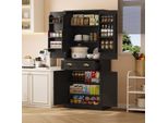 Armadio Sweiko Da 182 Cm, 4 Ante E 1 Cassetto, 2 Ante Con Ripiani, 6 Scomparti E 4 Ripiani Regolabili, Adatto Per Cucina, Sala Da Pranzo E Soggiorno, Nero