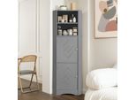 Mobile Da Bagno Sweiko, Mobile Da Bagno, Mobile Angolare Con Due Scomparti, Scomparto Aperto Con Ripiano Regolabile, 36,5X 36,5 X 155 Cm, Grigio Chiaro